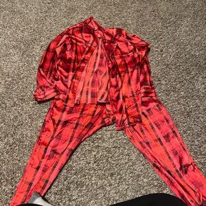 Red Plaid Women's Jumpsuit